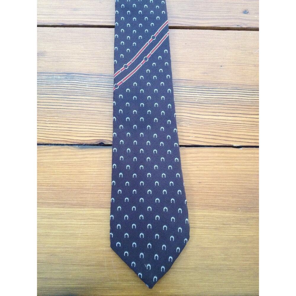 Vintage Lilly Dache Handmade Italian Equestrian Designer 100% Silk Tie Italy 3"